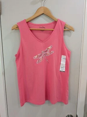 Nuevo con etiquetas Coral Bay talla Top sin mangas rosa salmón/tachuelas libélula S Foto 1 de 4