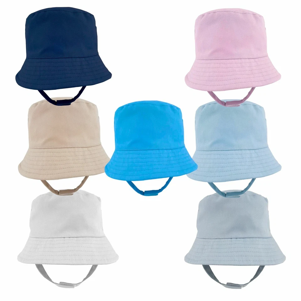 BABY TOGS Baby Toddler Sun Hat Cotton Bucket for Boys Girls Pink Blue White Grey 0-4 Years