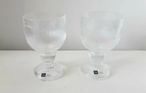 Set Of 2 Vintage Arabia Finland Clear Pioni Peony Wine Glass Water Goblet Label - Picture 1 of 11