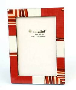 Natalini Marquetry Photo Modern Red and White Design Handmade in Italy  4x6