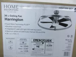 Home Decorators Harrington 36 in. LED Brushed Nickel Ceiling Fan with Remote - Picture 1 of 5