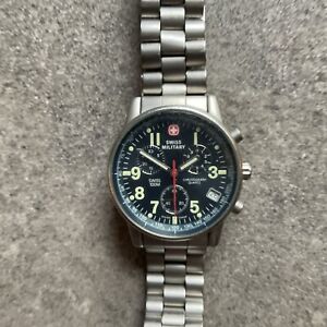 Men's SWISS CHRONOGRAPH Watch WENGER SWISS MILITARY 536.0766 Navy Dial A9