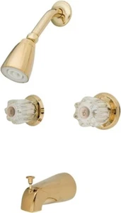 Kingston Brass KB142 Twin Acrylic Handle Tub and Shower Faucet, Polished Brass - Picture 1 of 4
