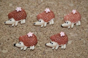 Set of 5 BROWN HEDGEHOG bulletin board pushpins, thumbtacks, or magnets - Picture 1 of 8