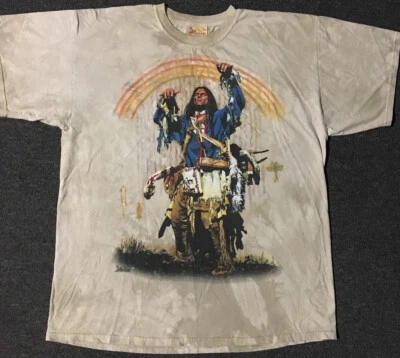 Camisa Tie Dye Nativo Americano Montaña De Colección XXL Craig Tennant Arte Grunge Naturaleza Foto 1 de 4