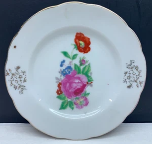 Vintage Hand-Painted Rose Pattern Gold Trim Decorative 5" Cake Plate-Japan - Picture 1 of 2