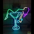 Lady Cocktail Martini Neon Lamp Light Sign 17&quot;x14&quot; Beer Hanging Nightlight EY for sale