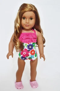 Nuevo traje de baño Flowers se adapta a American Girl y muñecas de 18" de tamaño similar - Imagen 1 de 1