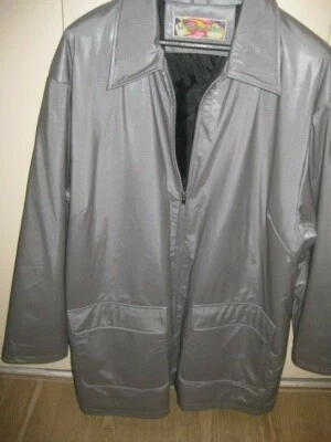 Chaqueta impermeable vintage Wippette suave plateada/gris mezcla de PVC de gran tamaño XL-1X Foto 1 de 4