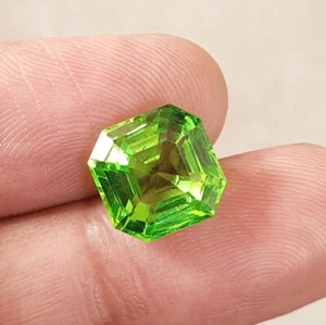 10.28 Ct Flawless Green Peridot Octagon Cut Lab Grown AAA Quality Loose Gemstone - Picture 1 of 10