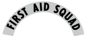 FIRST AID SQUAD  - Highly Reflective FIRE HELMET CRESCENT  DECALS -  A PAIR - Picture 1 of 1