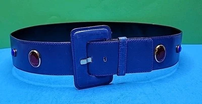 1980's Vintage Escada Women’s Belt - Blue - Size 42 To Fit 31" To 33" Waist.  - Image 1 of 4