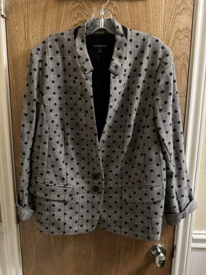 Blazer Lane Bryant para mujer gris negro a lunares a cuadros elástico talla 18 Foto 1 de 4