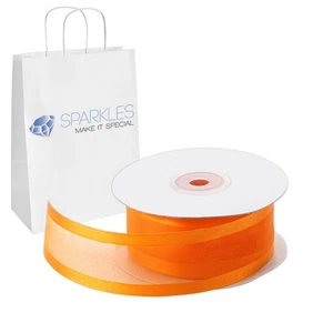 Organza Ribbon 1.5" Wide 25 Yd Yard Roll - Orange - Satin Edging Solid Reels th - Picture 1 of 4