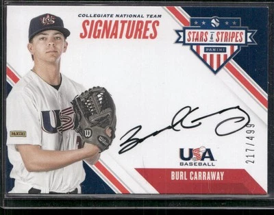 2020 Panini USA Baseball Stars & Stripes #CNT BC Burl Carraway CNT SigN/499 - Image 1 of 2