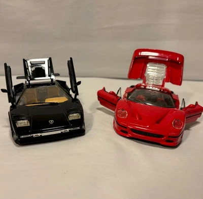 Lot of 2 Burago Black 1988 Lamborghini Countach Diecast & Ferrari F50 - Image 1 of 4