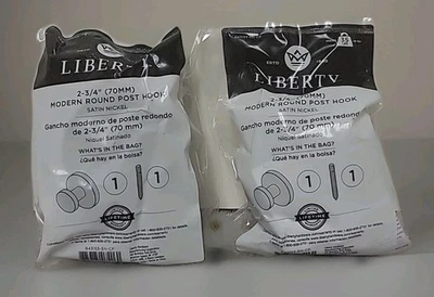 Gancho de poste redondo Liberty moderno níquel satinado 2 3/4" montaje en pared (lote de 2) sellado Foto 1 de 4