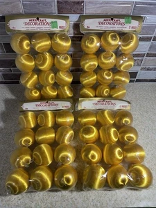 12 Vintage Satin Christmas Ornaments Gold 2" Merri-Craft USA New - Picture 1 of 10