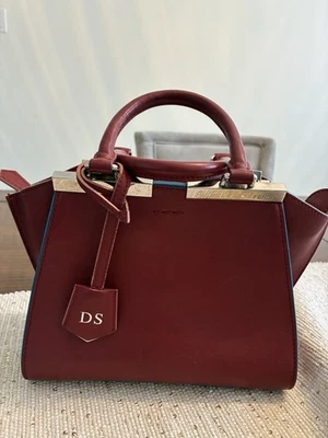 Bolso de cuero Fendi Petite Trois Jours 2 vías borgoña. Muy poco uso. 169-8241. Foto 1 de 4