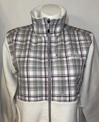 Chaqueta polar The North Face XL para mujer blanca gris a cuadros cremallera completa Foto 1 de 4