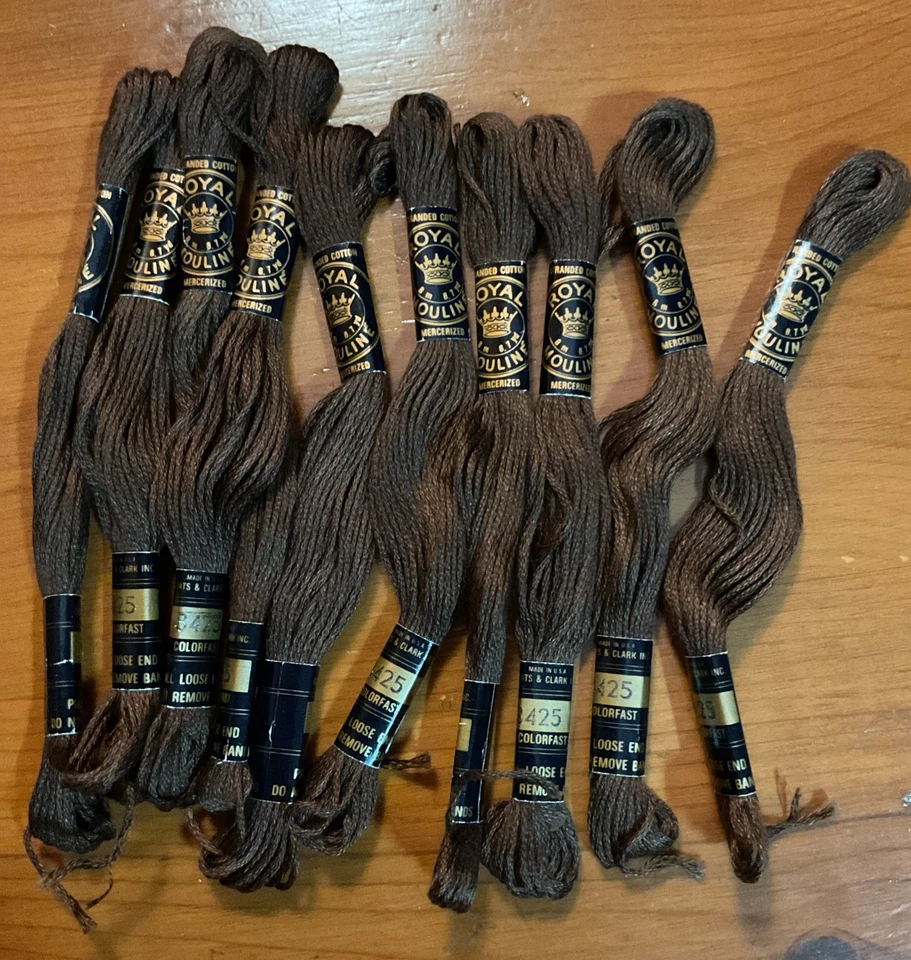 New (10) Royal Mouline Cotton Embroidery Thread #8425 Brown USA Made - Image 1 of 3
