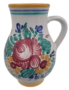 Hand Painted Floral Pottery Vase Kersmika Tupesy Czechoslovakia 5" Pitcher Vase - Picture 1 of 7