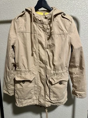 Jaqueta Tan Old Navy com Forro Amarelo Feminina Tamanho X-Pequeno Zíper Completo Casaco - Imagem 1 de 4