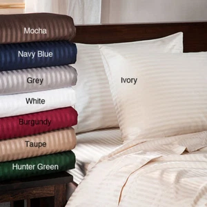 Double Size 1000 TC 100% Cotton Sheet/Duvet/Fitted/Pillow Stripes Colors - Picture 1 of 149