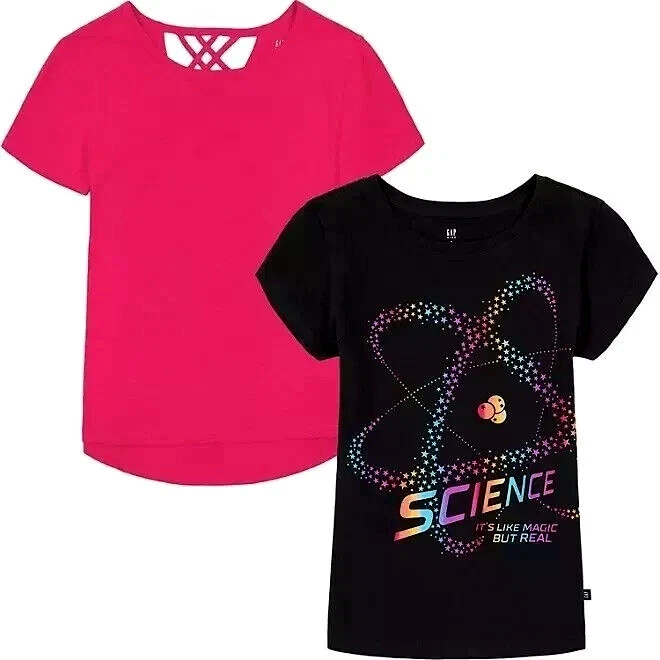 Gap Kids Girls' 2 Pack T-Shirts Size 4/5 Black & Pink
