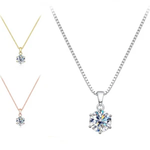 2CT D Moissanite Diamond Pendant Necklace for Women 925 Sterling Silvel Jewelry - Picture 1 of 15