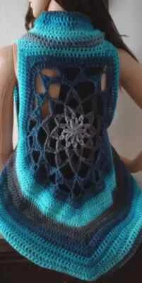 handmade crochet womans mandala top vest boho festival plus xl/1x spirit - Image 1 of 4
