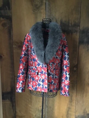 Chaqueta Blazer Dolce Cabo con ribete de piel floral para mujer S Foto 1 de 4