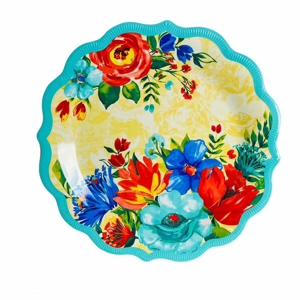 The Pioneer Woman Delaney Floral Teal Melamine Dinner Plate Set of 4