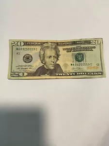 2013 20$ Bill Quad 5s Serial Number - Picture 1 of 2