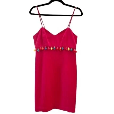 Mini vestido vintage para mujer Chetta B con cuentas talla 4 rosa funky correas de espagueti Foto 1 de 4