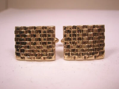 Gemelos vintage rellenos de oro amarillo 1/20 12KT patrón tejido calidad KREISLER Foto 1 de 4