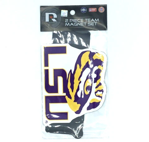 LSU TIGERS NCAA LICENSED 2 PIECE TEAM MAGNET SET AND DECAL SET [FREE SHIPPING] Cover