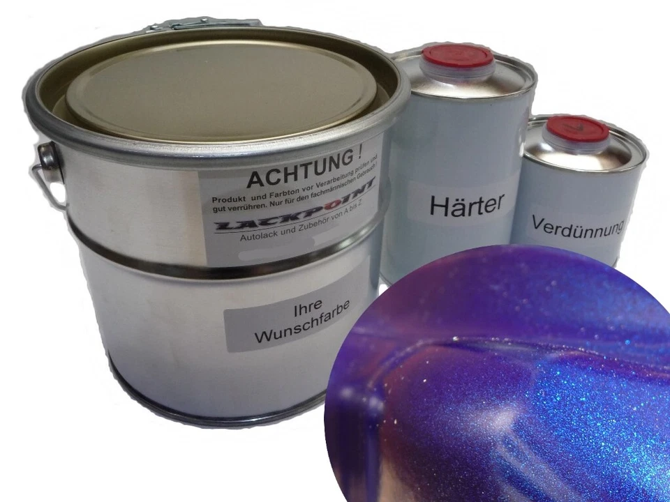 5 Liter Set 2K Autolack Nacht Blau 2 Metallic Seidenmatt Seidenglanz Acryl neu - Bild 1 von 1