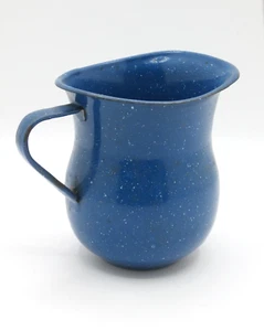 Vtg. Graniteware Small Pitcher Creamer Blue w/White Speckles 5" Tall Farmhouse - Picture 1 of 11