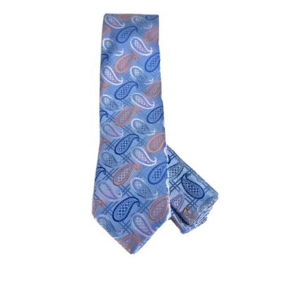 Barcelona Cravatte Men's Tie Hanky Cobalt Blue Royal Blue Pink Orange 3.25" Wide - Image 1 of 2