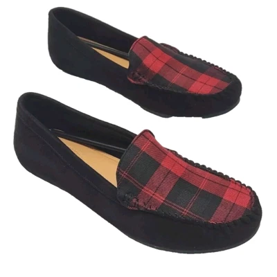Мокасины Comfortview Milena красно-черные в клетку размер 11 М без шнуровки синтетические - Изображение 1 из 4
