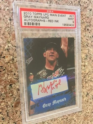 2010 Topps UFC Main Event Red Ink 1st Auto GRAY MAYNARD 06/15 PSA 9 Rookie POP 2 - Image 1 of 2