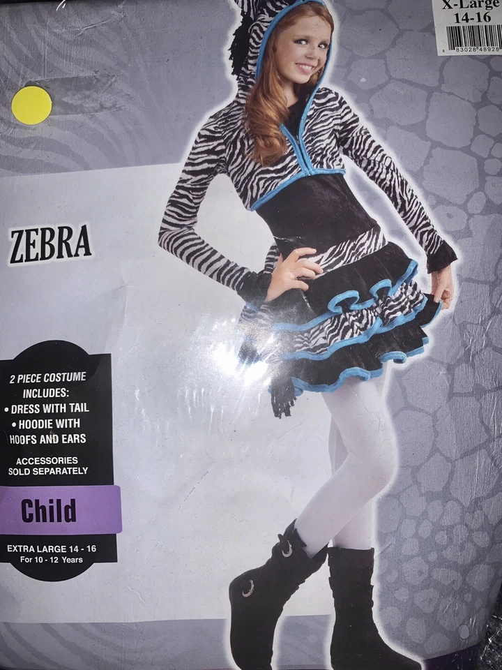 Disfraz Cebra Halloween Niño Extra Grande Talla 14-16 Para Edades 10-12 Foto 1 de 3