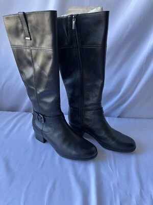 Boots Black Women’s 8 Medium Arizona NEW 15.5 Zipper 037-8956 Faux Leather - Image 1 of 4