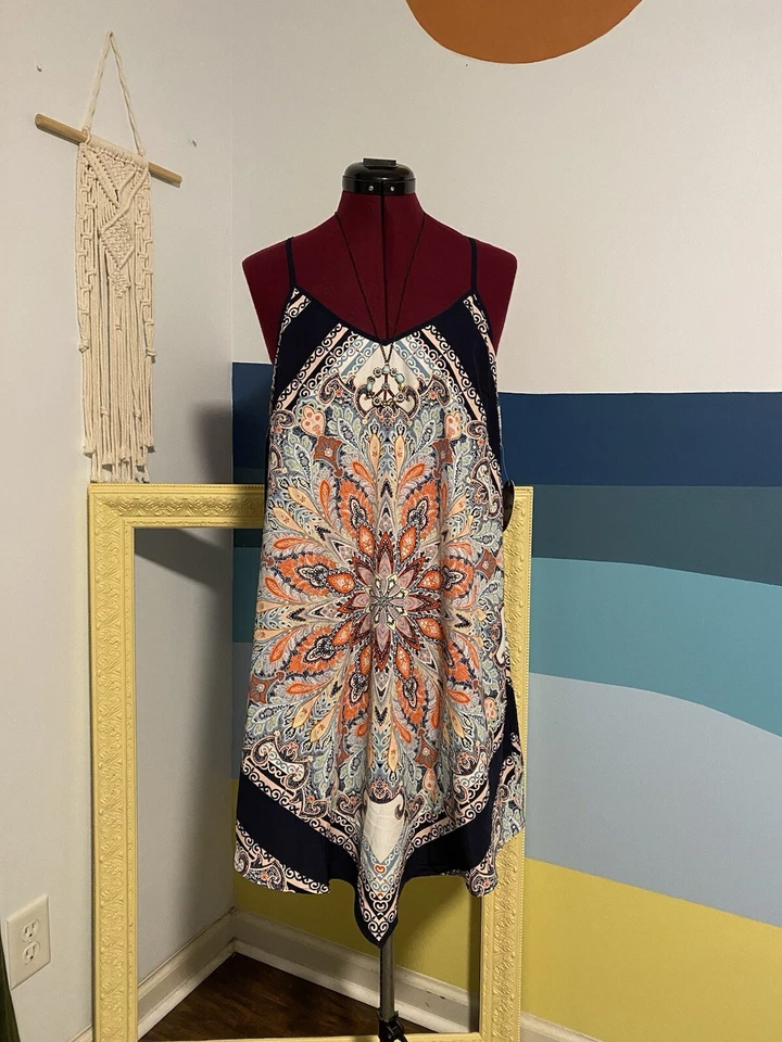 NUEVO CON ETIQUETAS BEBOP Mujer Adolescente Grande Multicolor Tiras Pañuelo Vestido Verano Foto 1 de 1