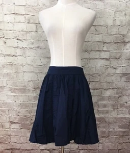 Joe Fresh Womens A- Line Skirt Sz 2 Dark Blue Cotton Eyelet Trim Elastic Waist  - Picture 1 of 4