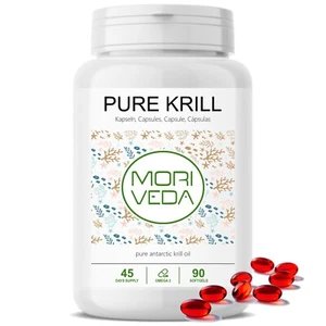 MoriVeda PURE Antarctic Krillöl Kapseln 500mg, 90 Stück, mit Omega 3, EPA, DH - Bild 1 von 6