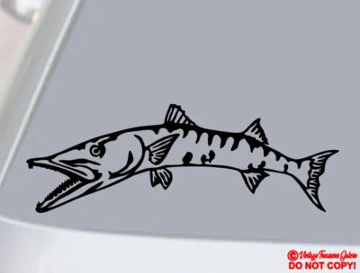 BARRACUDA FISH Vinilo Calcomanía Adhesivo Coche Barco Ventana Pared Parachoques Deporte Pesca Jdm Foto 1 de 4
