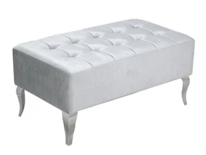 Panca Bank Argento Con Cristalli Decorato Barocco Antico Rococo Botique 90 CM - Foto 1 di 2