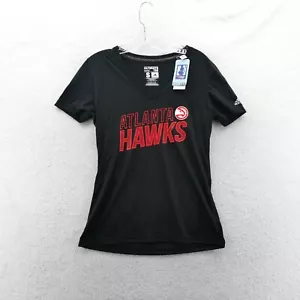 Atlanta Hawks Shirt Womens Small Black V-Neck Adidas Basketball Short Sleeve New - Picture 1 of 9
